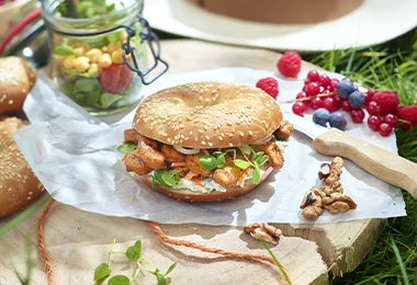 Picnic con receta de pan bagel 