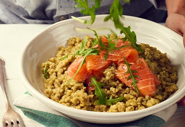 Risotto de pera con verduras y atún, uno de los platos de sabor dulce y amargo más conocidos en el mundo