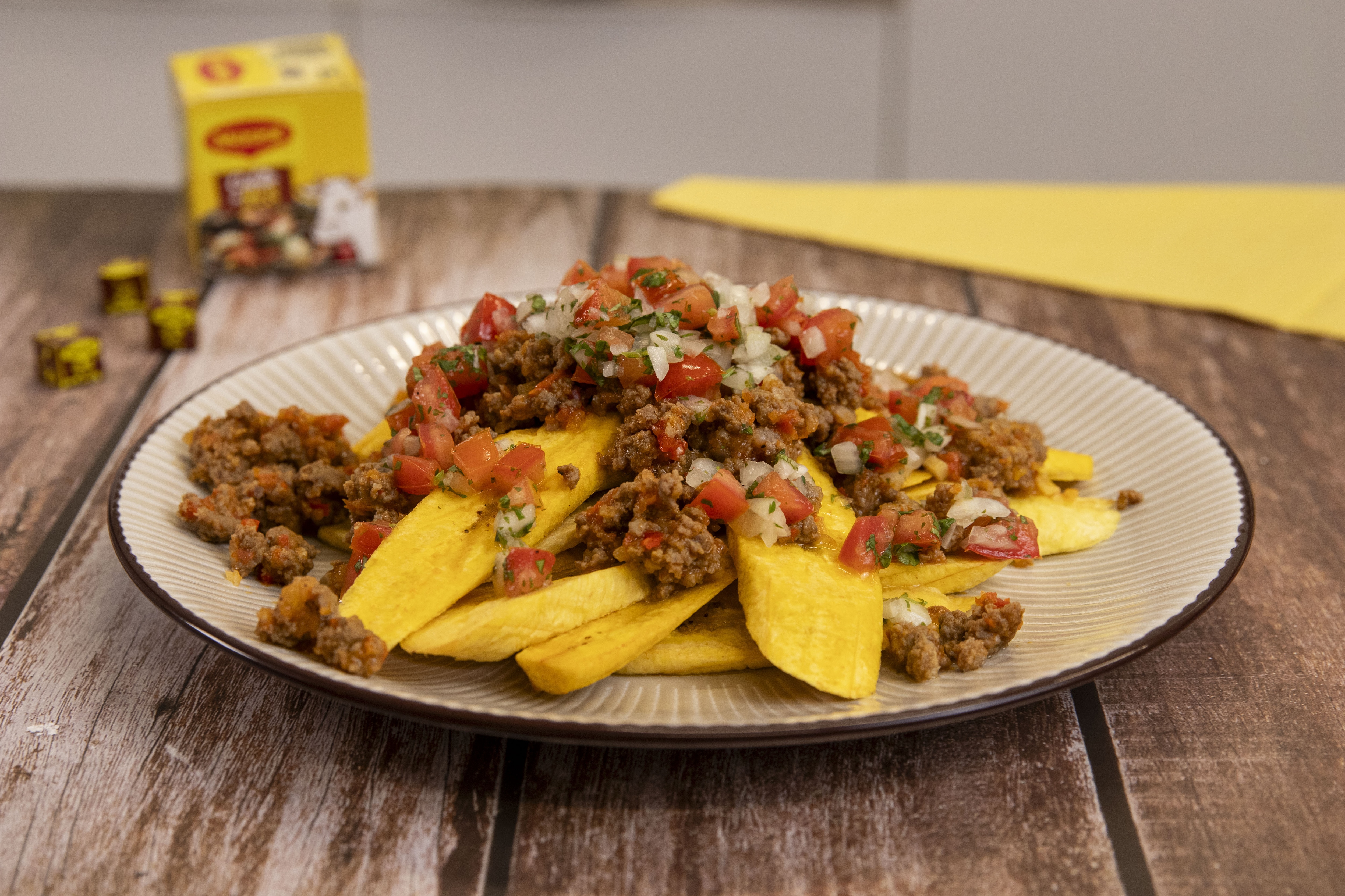 tajadas de plátano con carne molida