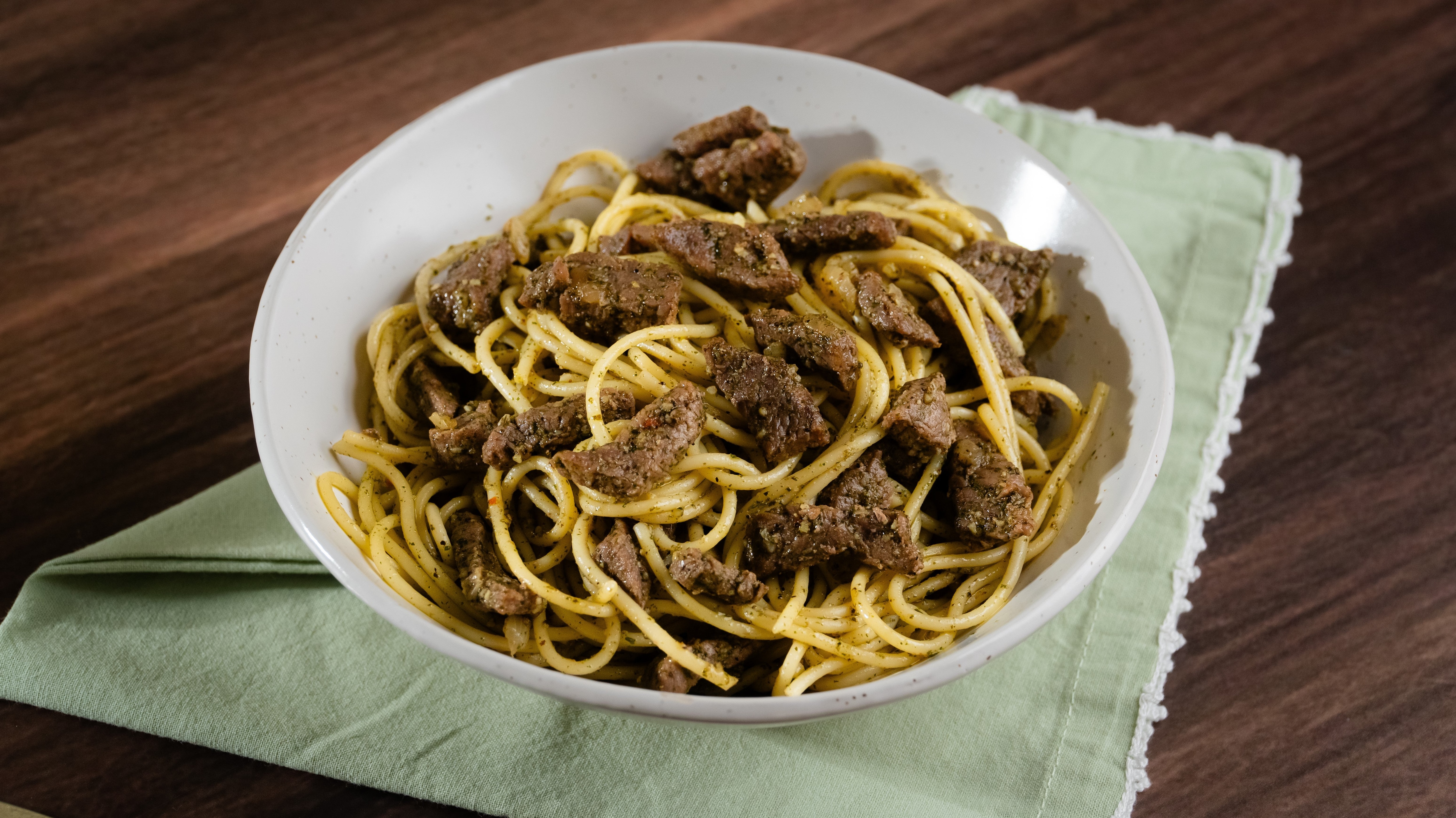 Pasta con Carne al Chimichurri