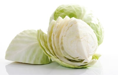 Repollo verde, vegetal que se corta con el rallador de repollo. Repollo verde en fonde blanco.