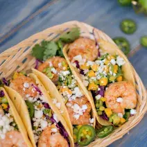 Tacos de Camarones y Mango