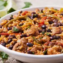 Arroz con Carne y Frijoles