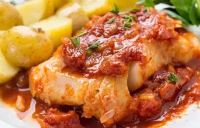 Bacalao en salsa mediterránea Bacalao en salsa mediterránea