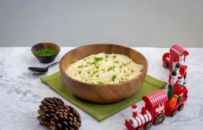 puré de papa con ajo rostizado