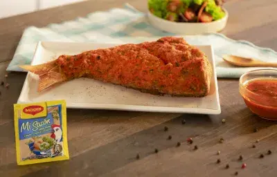 Pescado Frito en Salsa de Ají Morrón