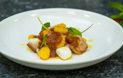 Gnocchis de zapallo, mozzarella y tocino Gnocchis de zapallo, mozzarella y tocino