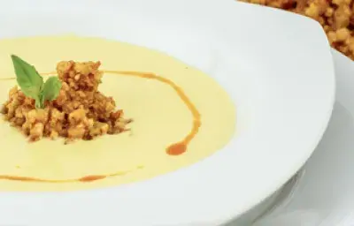 Crema de Maíz con Camarones