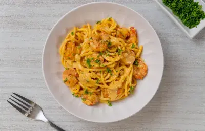Pasta con camarones Pasta con camarones