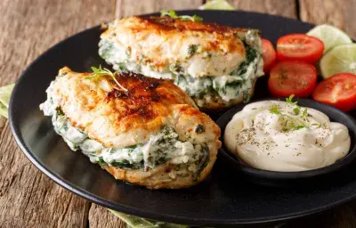 Pechuga de pollo rellena de espinaca Pechuga de pollo rellena de espinaca