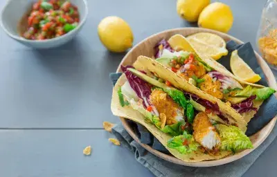 Tacos de Pescado Empanizado Sin Gluten