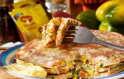 Pancakes caseros con vegetales