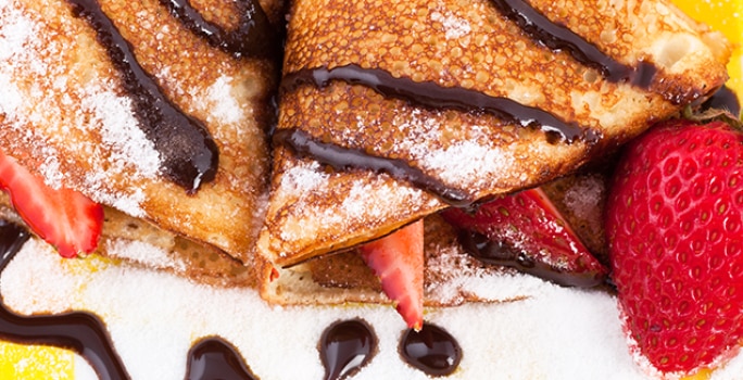 Crepas rellenas con fresas