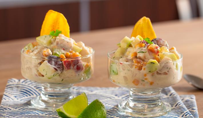 Ceviche en salsa  blanca