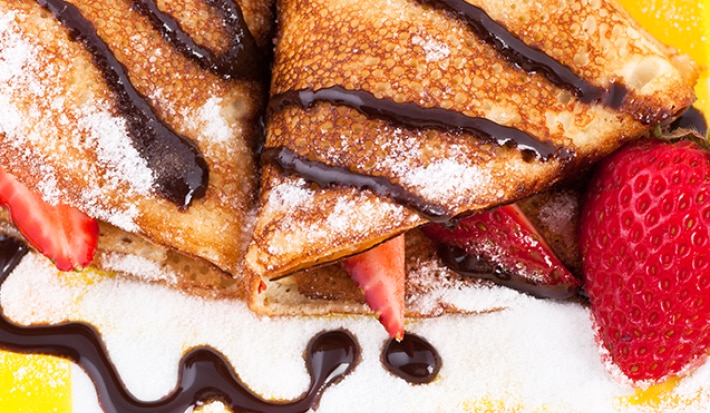 Crepas rellenas con fresas